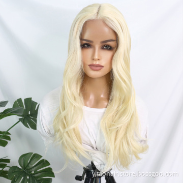 Wholesale price synthetic blonde 613 color  long wave hair wig deputy synthes tfnadvanced Lace front  wigs vendor